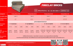 ตารางสินค้า อิฐทนไฟ ไฟร์เคลย์ FireClay Brick