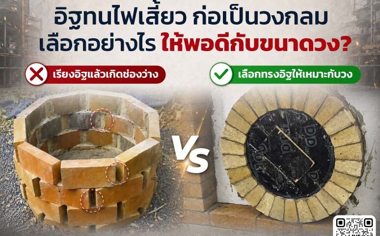 อิฐทนไฟเสี้ยว ก่อวงกลมเลือกอย่างไรให้พอดีกับขนาดวง?